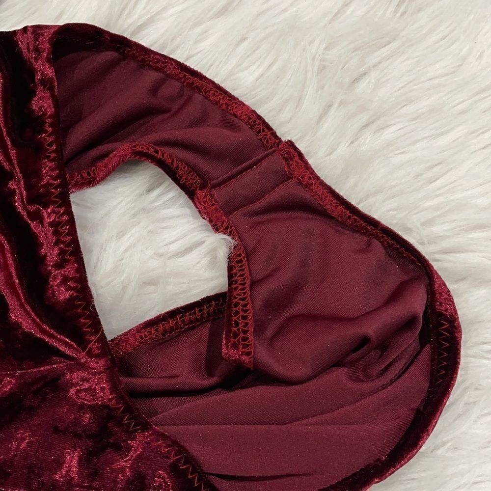 STARING At Stars Crushed Velvet Cutout Bodysuit M - Picture 12 of 15